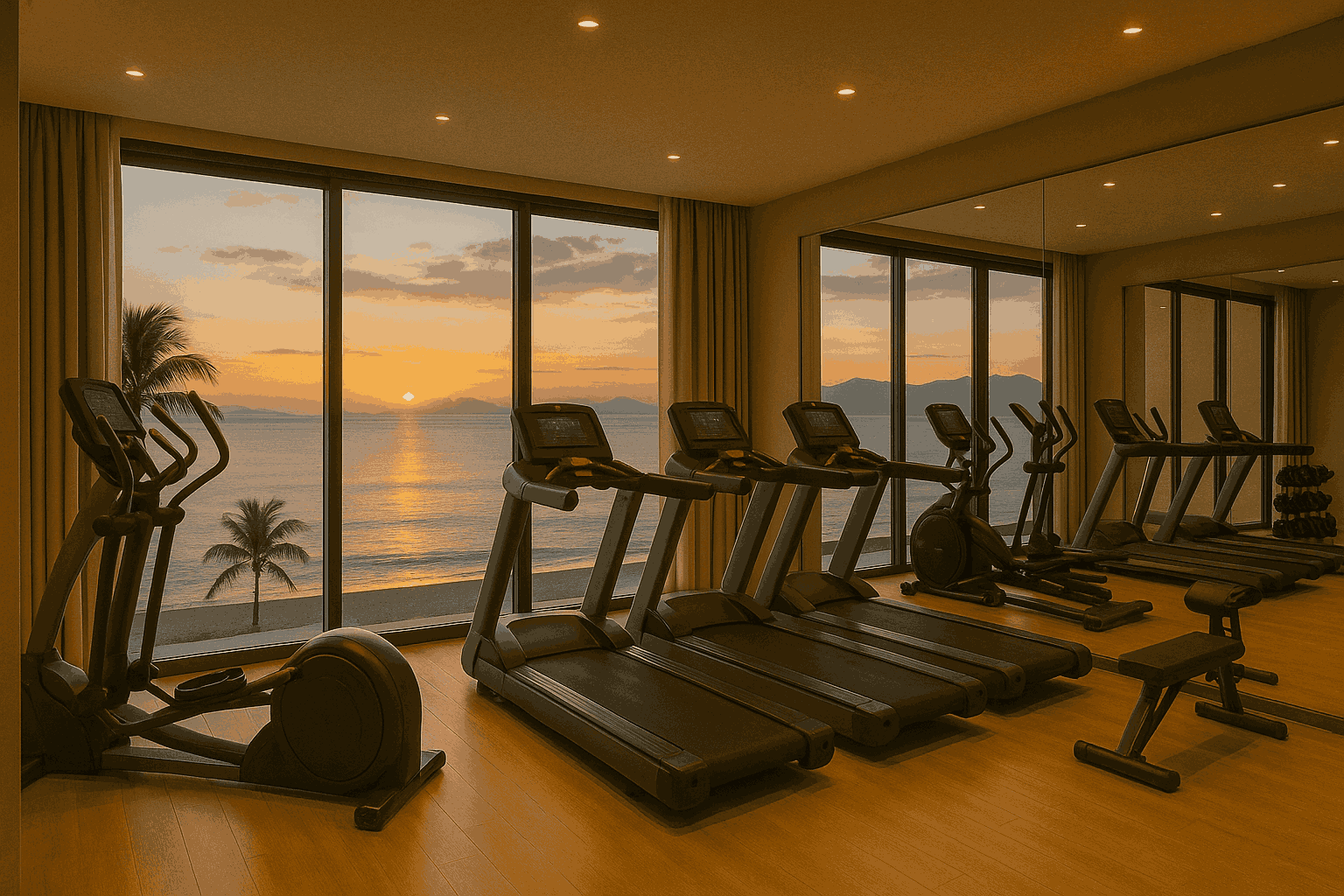 🏊 Phòng Gym hiện đại: Phòng tập thể hình hiện đại với máy móc nhập khẩu